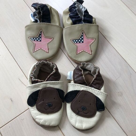 Robeez Infants' Dog & Star American Flag Slippers Size 0-6 months - Picture 1 of 4